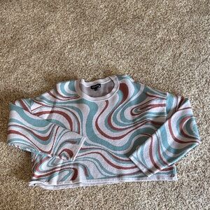 Womens Multicolor Swirl Crewneck Sweater